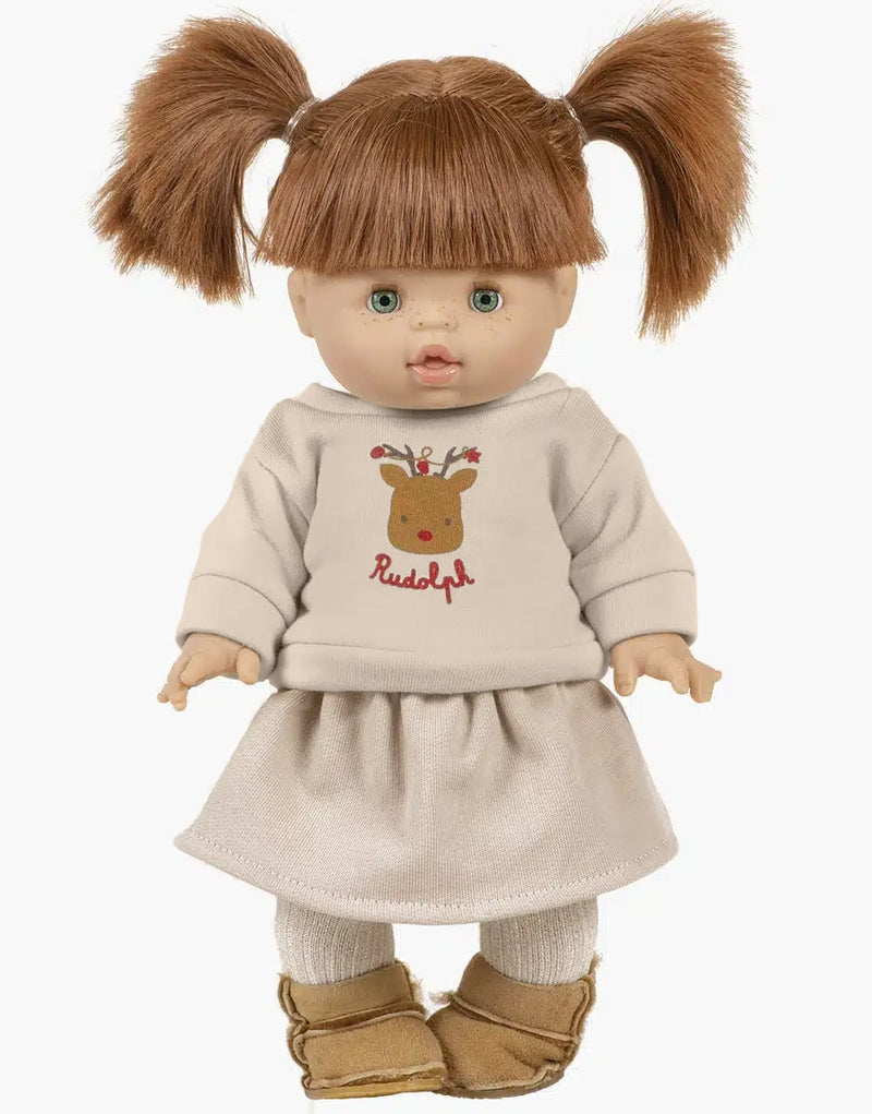 Liliane set of linen fleece sweatshirt “Rudolph” with Réjane linen skirt