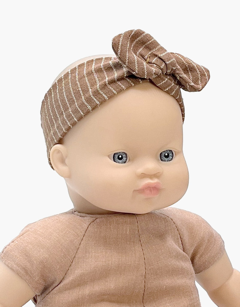 Babies – Hazelnut striped cotton round knot headband