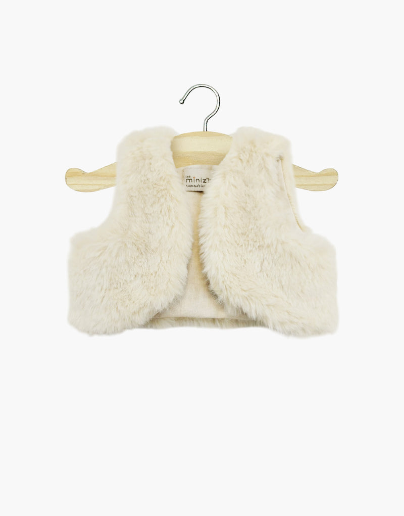 Tao sleeveless vest in ecru faux fur