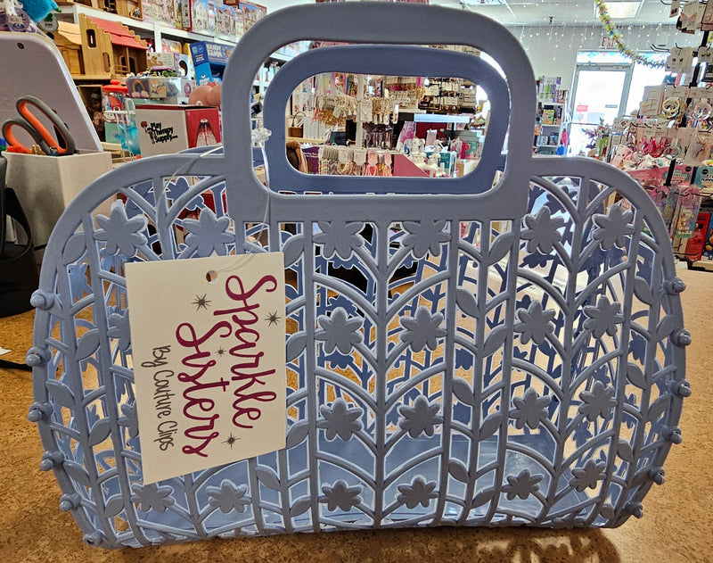 Leafy Basket Tote, Pink or Blue
