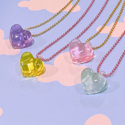 Pop Cutie Jello Heart Kids Necklaces - Rainbow Valentines