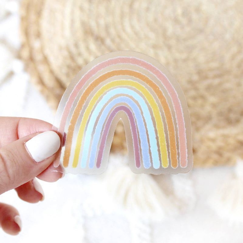 Clear Pastel Rainbow Sticker, 2.5x2.5in.