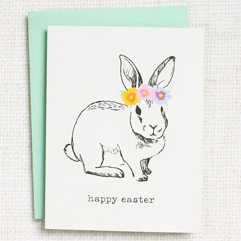 Bunny Floral Crown Easter Card