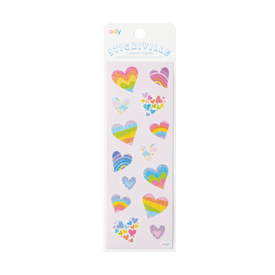 Stickiville Rainbow Hearts Stickers - Holographic