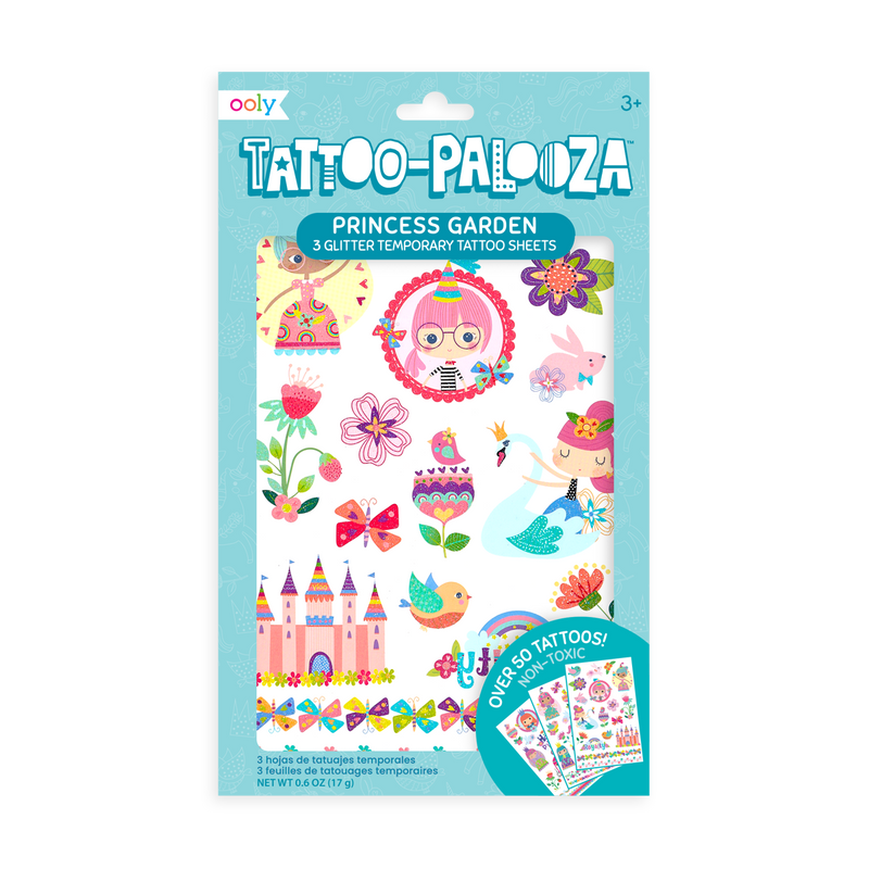 Tattoo-Palooza Temporary Tattoos - Princess Garden - 3 Sheets