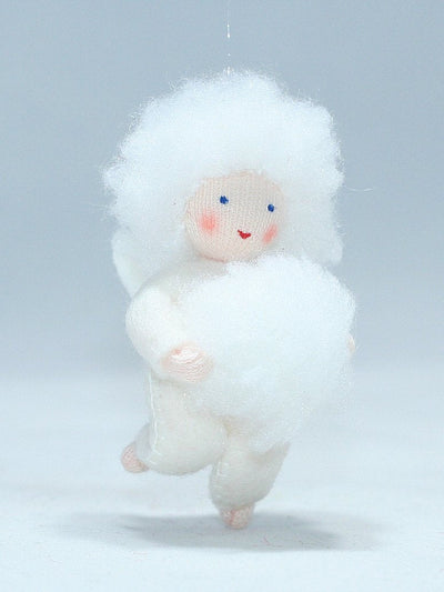 Snow Baby (miniature bendable hanging felt doll, with snowball)