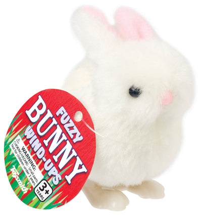 White Fuzzy Bunny Wind Up, Hopping Action