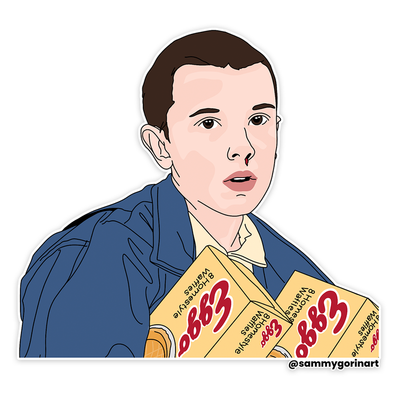 Eleven Stealing Eggos, Stranger Things, Sticker