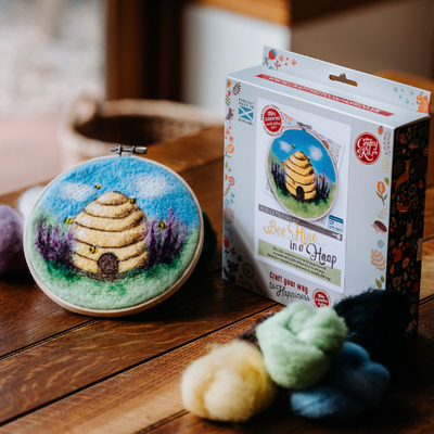 Beehive in a Hoop Needle Felting Craft Kit