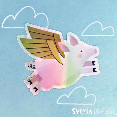 Flying Pig Holographic Foil Sticker