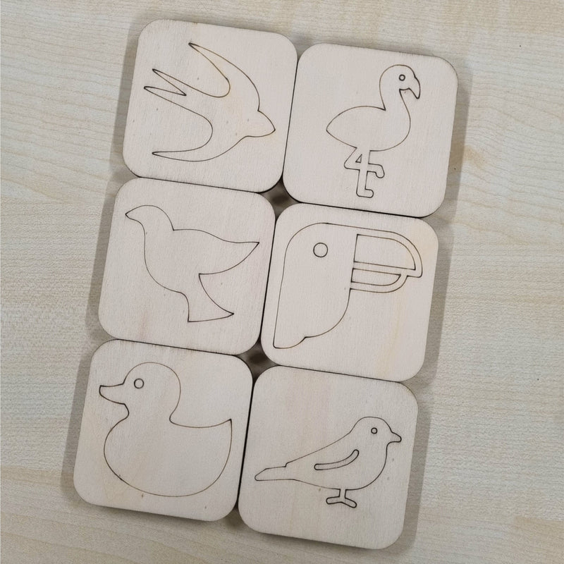 Wooden Clay/Sand Stamps Birds