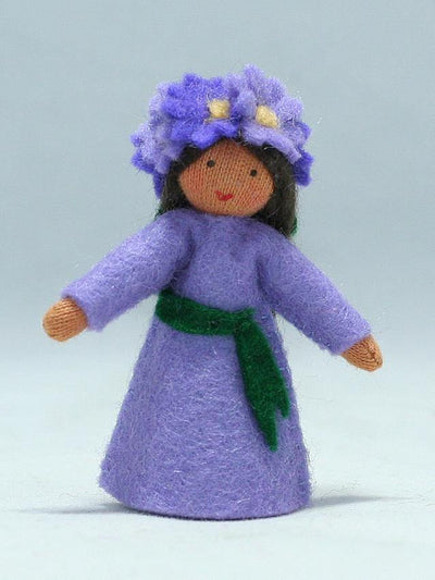 Alpine Aster Fairy (miniature standing felt doll, flower hat)