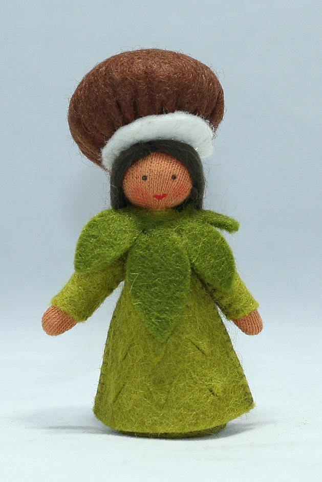 Chestnut Mother Fairy (miniature standing felt doll, fruit hat)