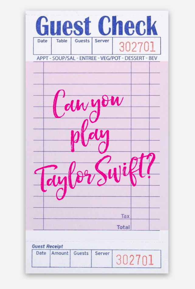 Can you play Taylor? Guest Check Sticker (Taylor Swift)