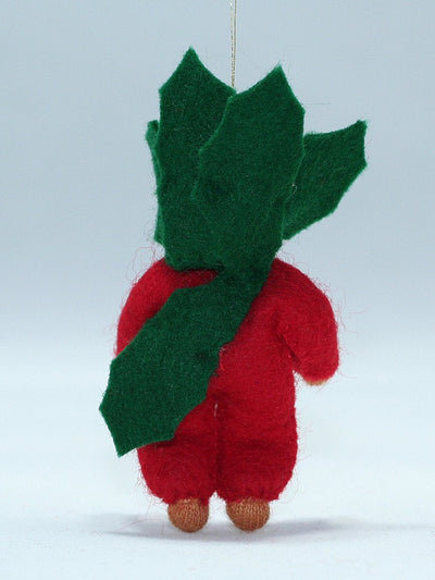 Holly Berry Baby (miniature bendable hanging felt doll)