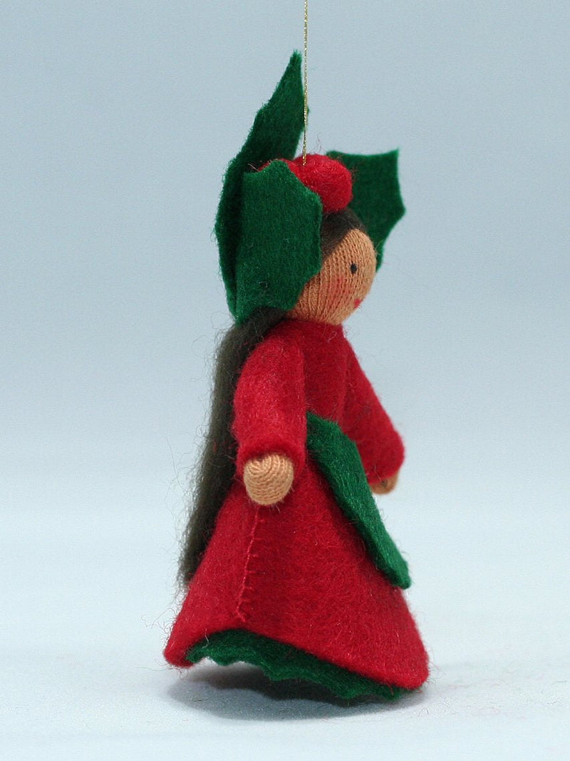 Holly Berry Princess (miniature hanging felt doll)