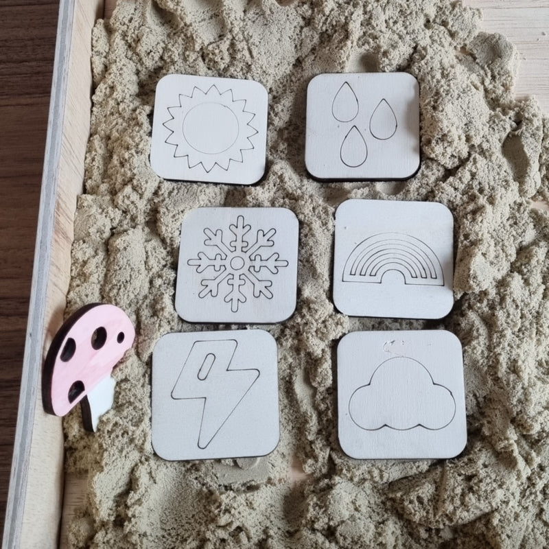Wooden Clay/Sand Stamp The Weather
