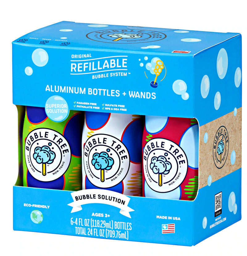 6 Pack Aluminum Bubble Bottles with Wands