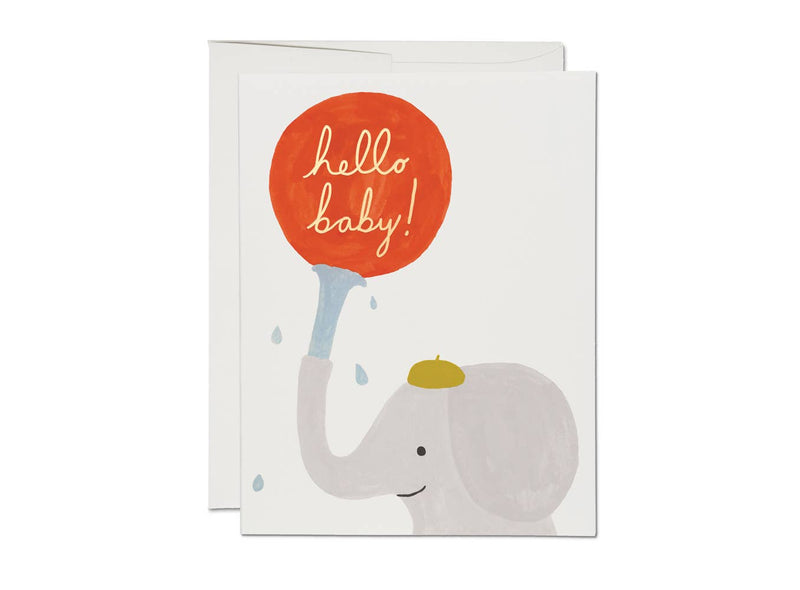 Little Elephant Hello Baby Greeting Card