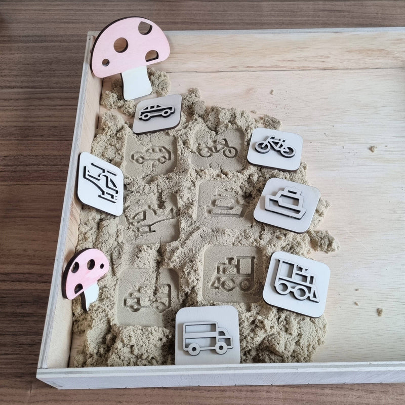 Wooden Clay/ Sand Stamps Vehicles