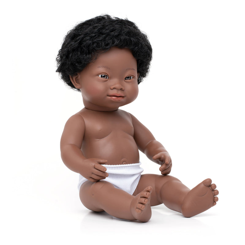 Down Syndrome Baby Doll African Boy 15" (polybag)