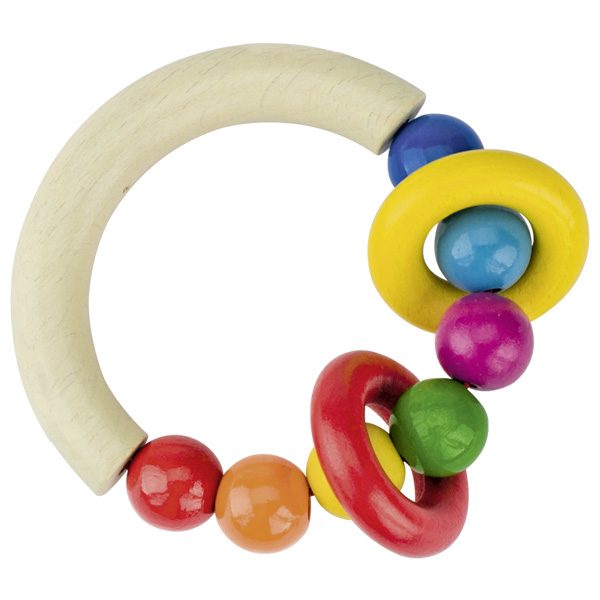 Touch/Teething Ring, Half Round with Beads and Rings