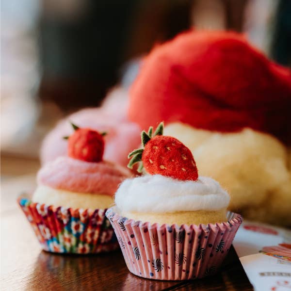 Strawberry Cupcakes Needle Felting Craft Kit