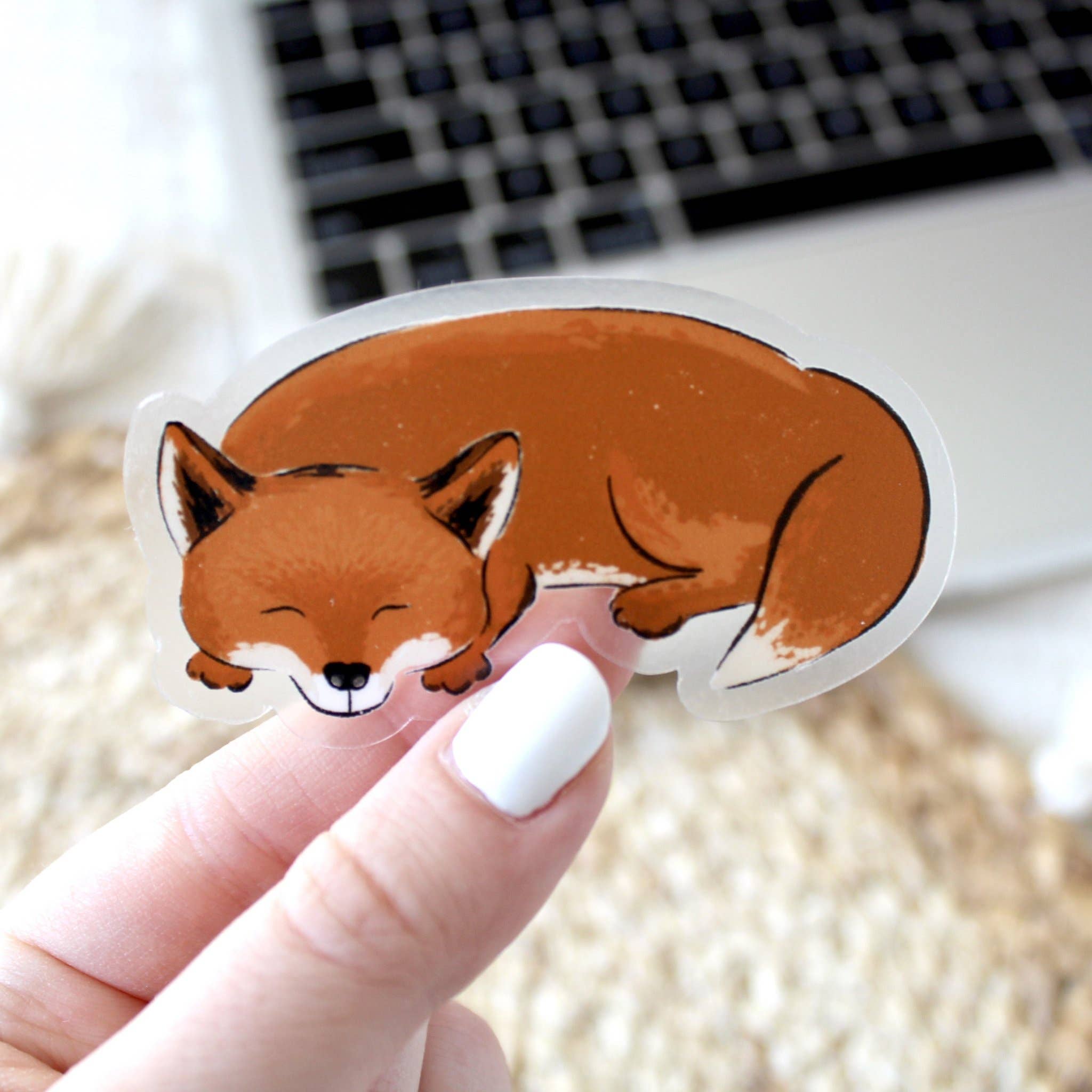 Clear Fox Sticker, 3x2 in. – Flying Pig Toys