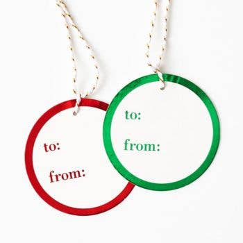 Red/Green Foil Circle Hang Tags S/10
