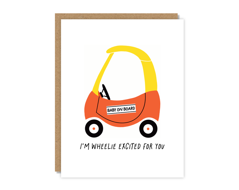 Baby On Board Baby Shower Card—I’m Wheelie Excited for You