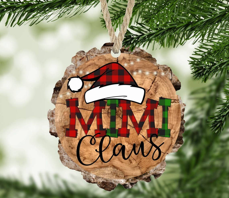 Mimi Claus Faux Wood Slice Christmas Ornament