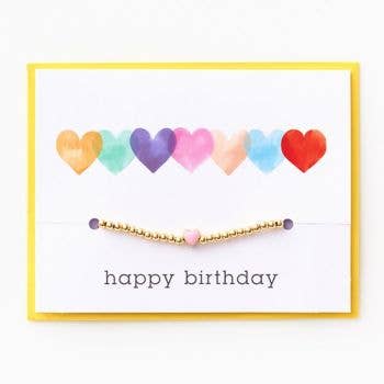 Jewelry Watercolor Hearts Birthday Card