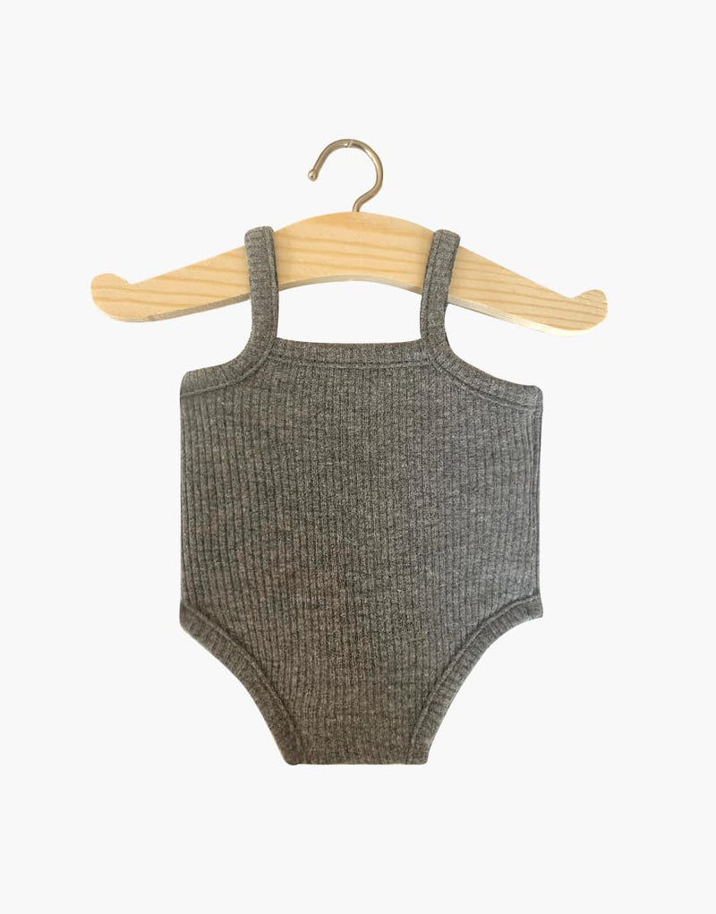 Ribbed Sleeveless Bodysuit, Medium Grey