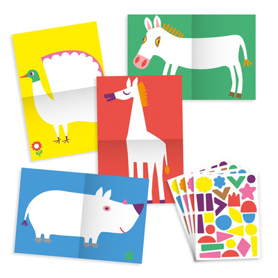 Large Animals Sticker Collage Activity