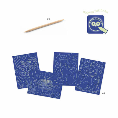 At Night Glow-in-the-Dark Scratch Card Activity Set