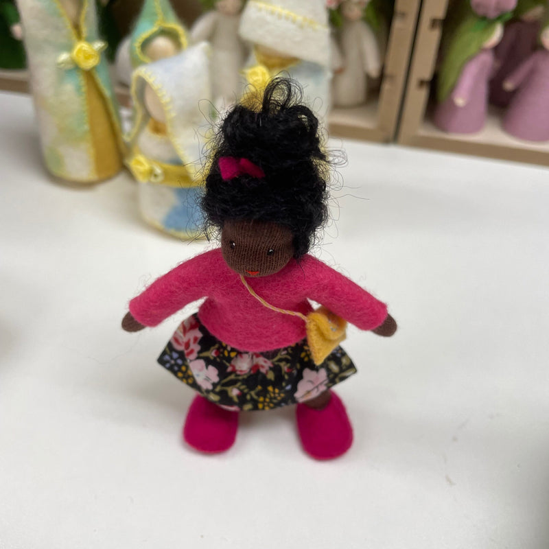 Girl Dollhouse Doll, Dark Skin Tone, Various Styles