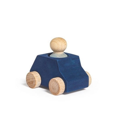 Blue Wooden Car with Figure