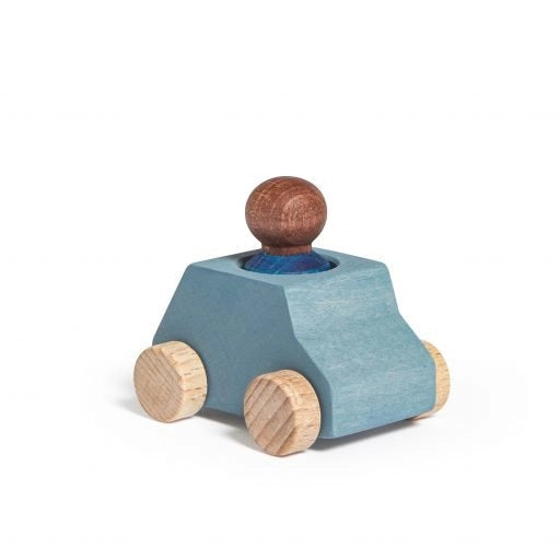 Gray Wooden Car with Figure