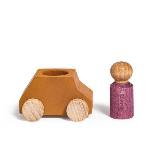 Ochre Wooden Car with Figure