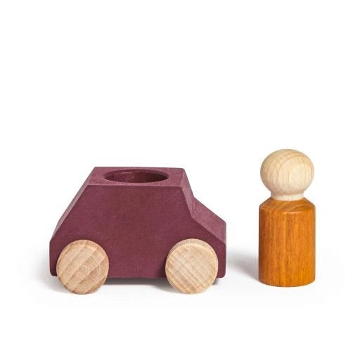 Plum Wooden Car with Figure