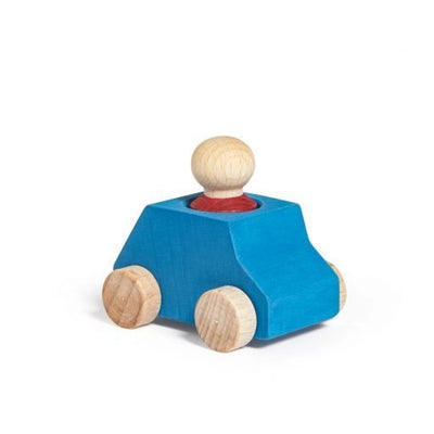 Sky Blue Wooden Car with Figure