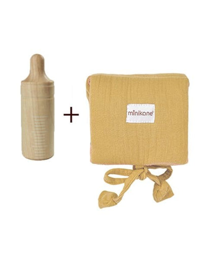 Baby Nomade Mustard Changing Pad Set with Wooden Bottle