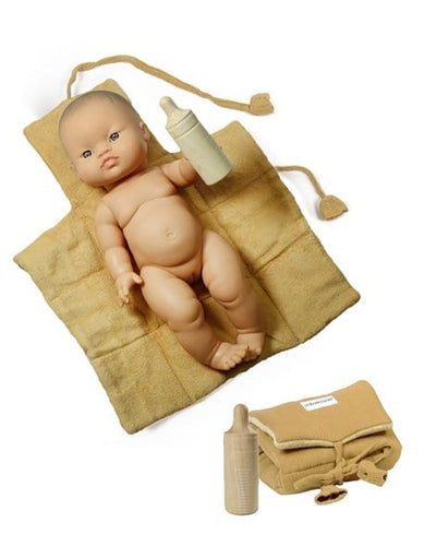 Baby Nomade Mustard Changing Pad Set with Wooden Bottle