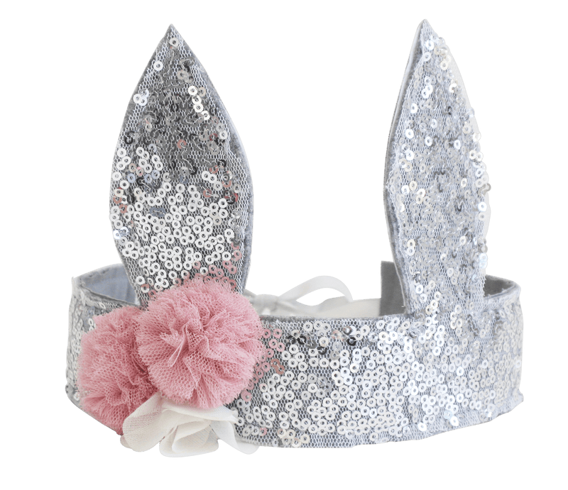 Sequin Bunny Crown, Silver