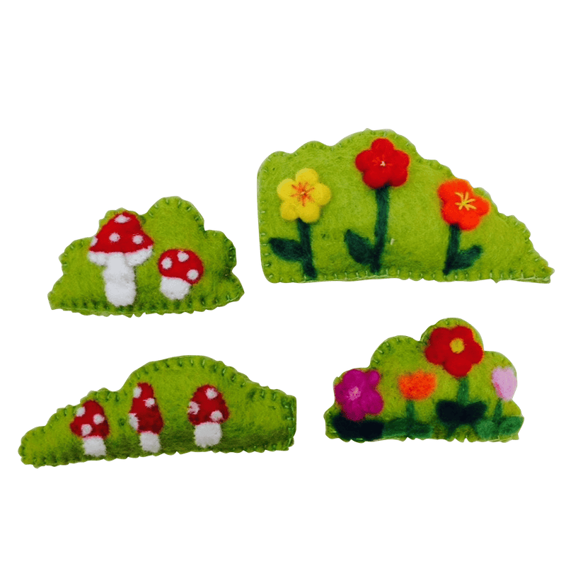 Bushes with Flowers and Toadstools, Set of 4