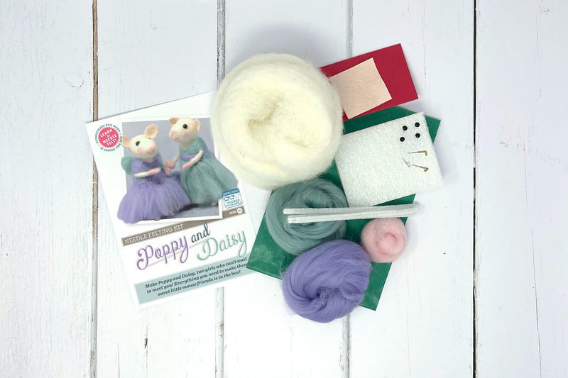Poppy &amp; Daisy Mice Needle Felting Kit