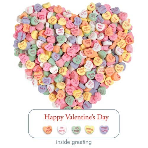 Candy Hearts Greeted Diecut Card