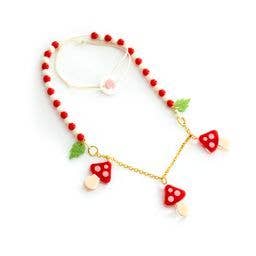 Mushroom Red Beaded Necklace