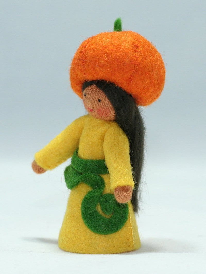 Pumpkin Fairy (miniature standing felt doll, pumpkin hat)
