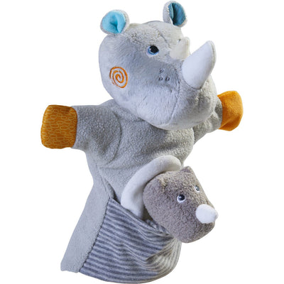 Rhino Glove Puppet With Baby Calf Finger Puppet